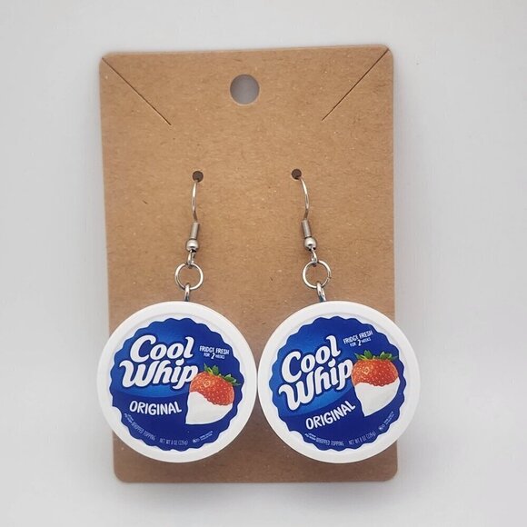 Mini-Brands "Cool Whip Original" Stainless Steel Fishhook Earrings - Picture 2 of 3